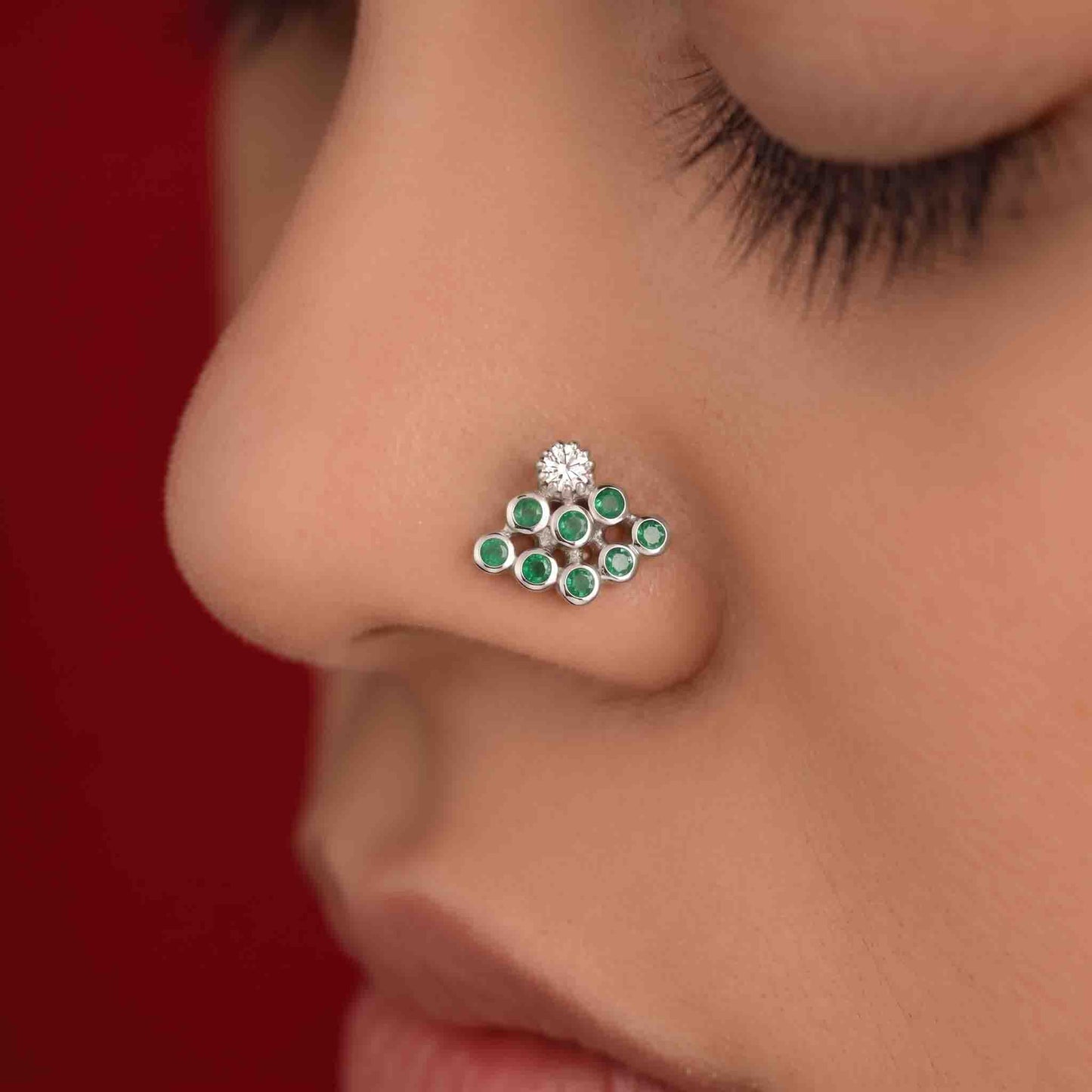 9 Stone Besari Diamond Look Stone Mookuthi Nosepin