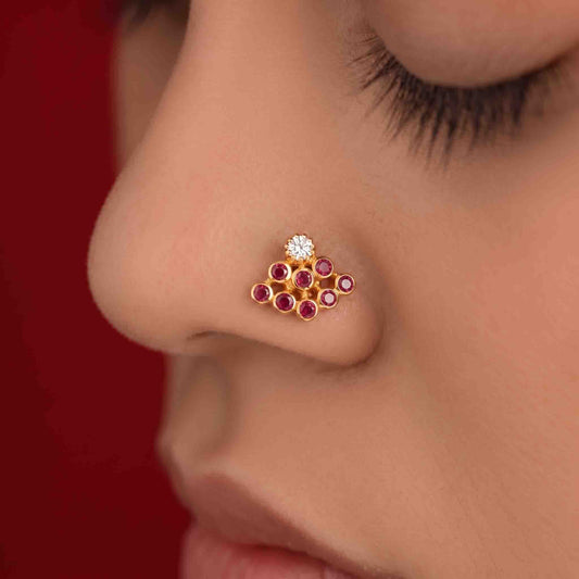 9 Stone Besari Diamond Look Stone Mookuthi Nosepin