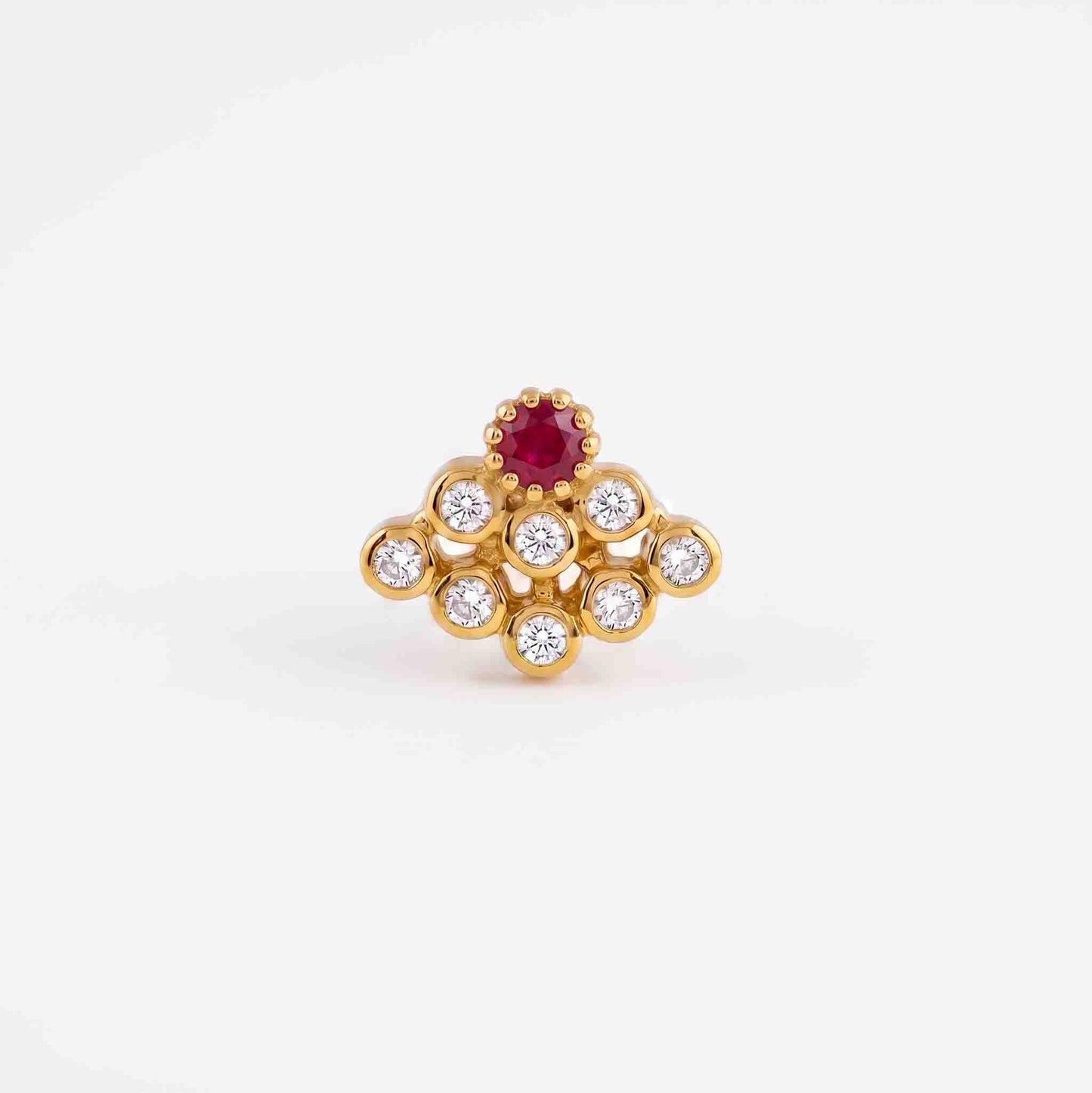 9 Stone Besari Red Ruby Stone Mookuthi Nosepin