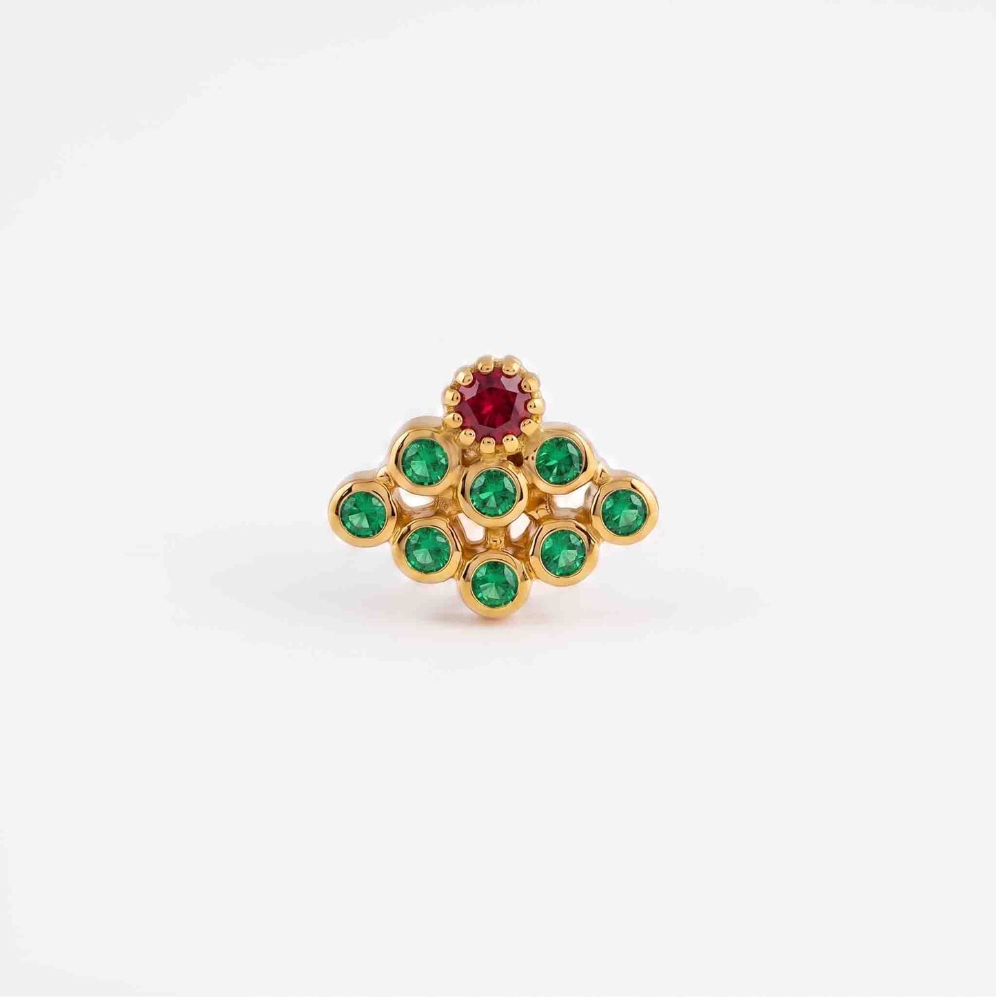 9 Stone Besari Red Ruby Stone Mookuthi Nosepin