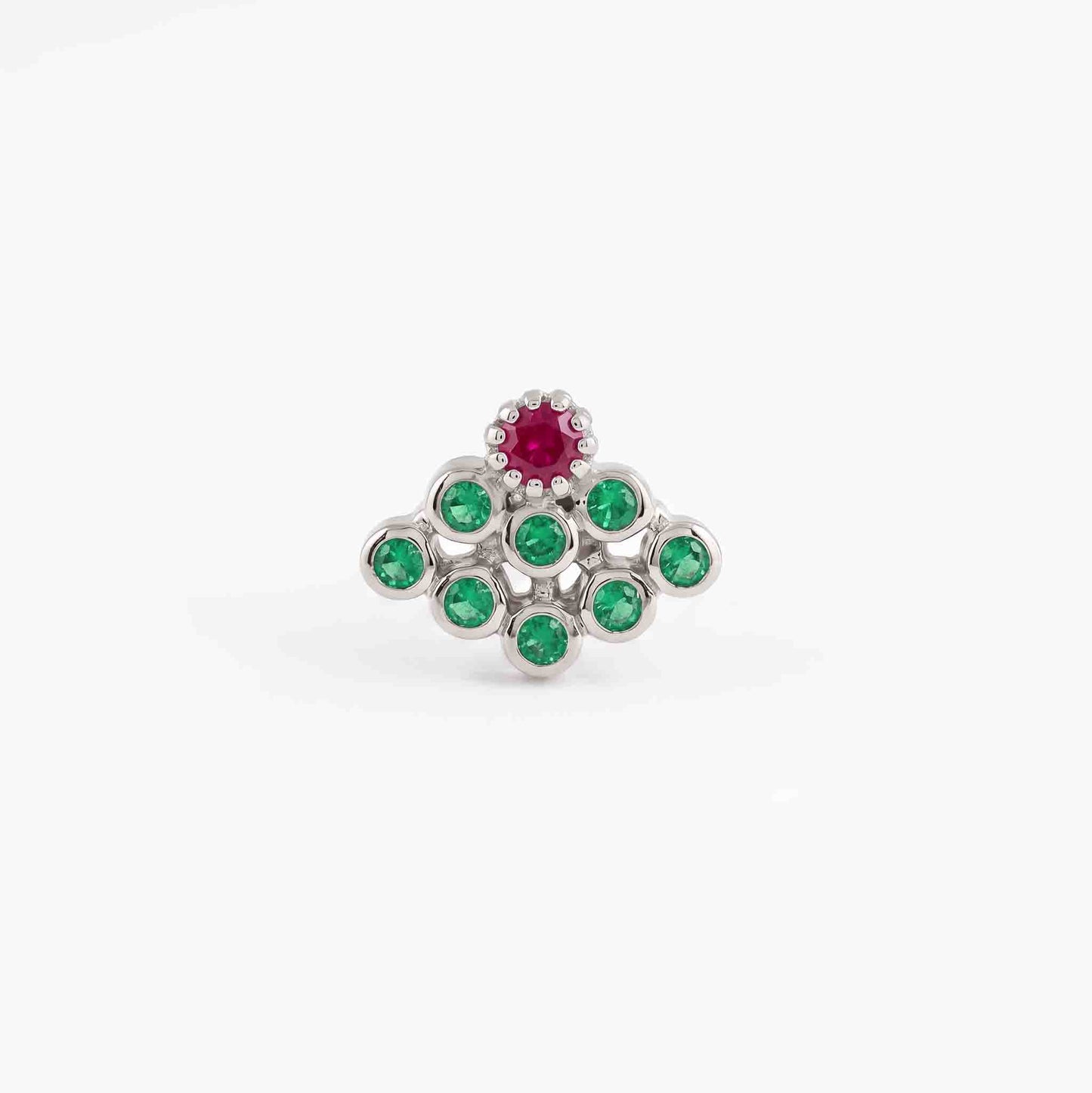 9 Stone Besari Red Ruby Stone Mookuthi Nosepin