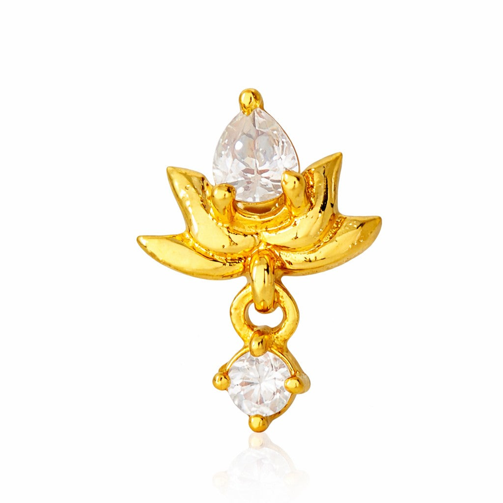 Silver Lotus Bloom Nosepin With Teardrop