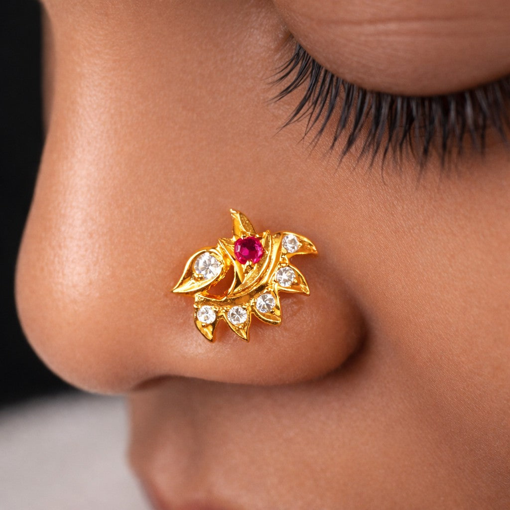 Silver Red Vine Nosepin