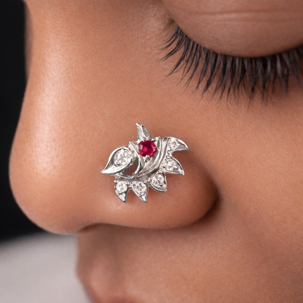 Silver Red Vine Nosepin