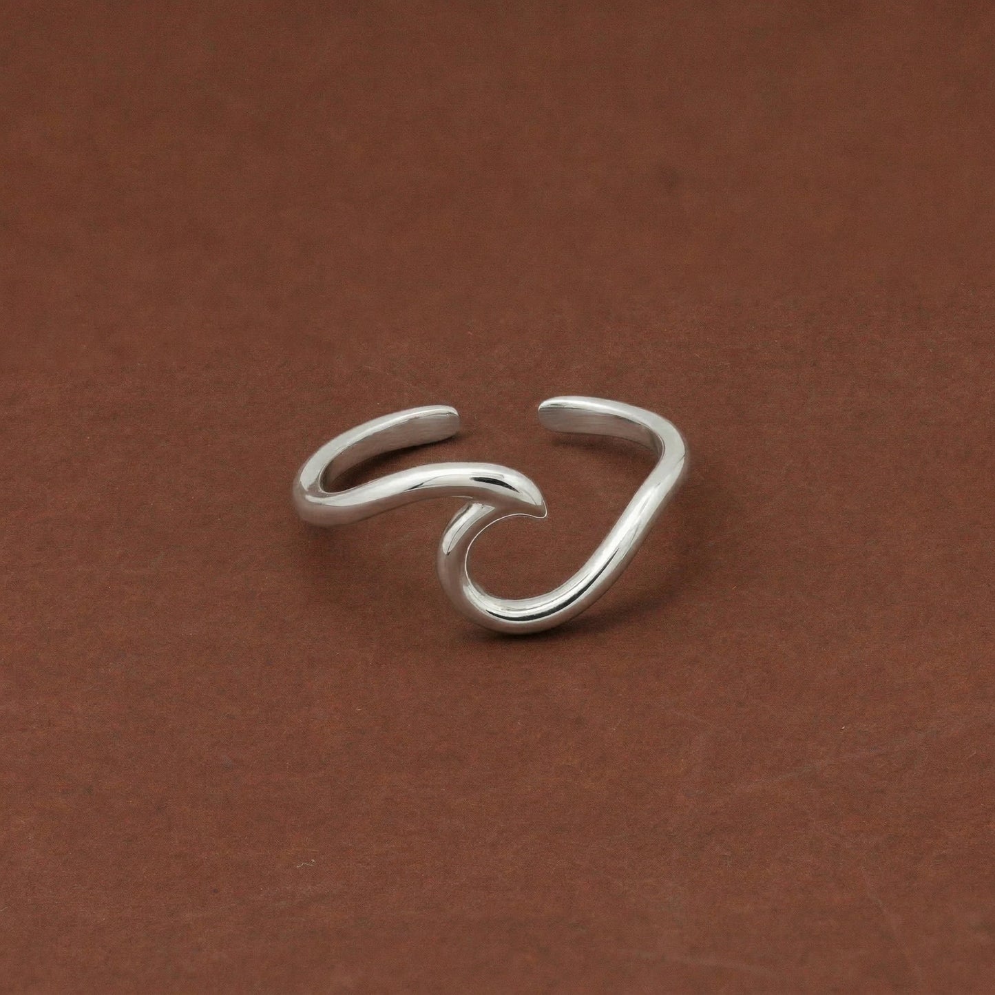 Silver Toe Ring Wave Design