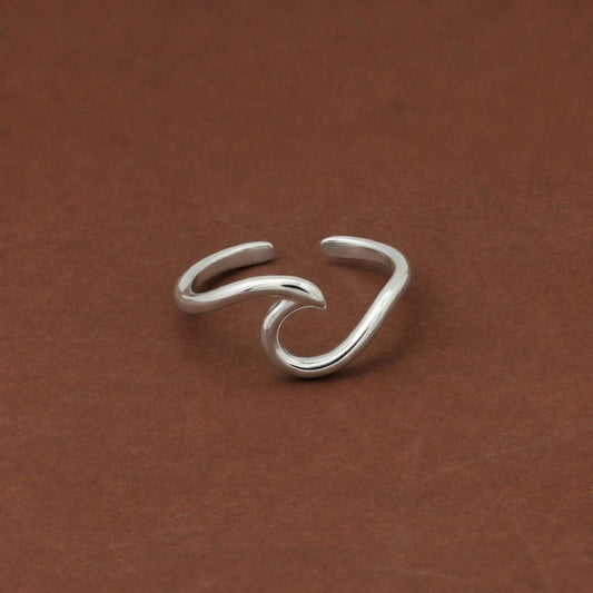 Silver Toe Ring Wave Design