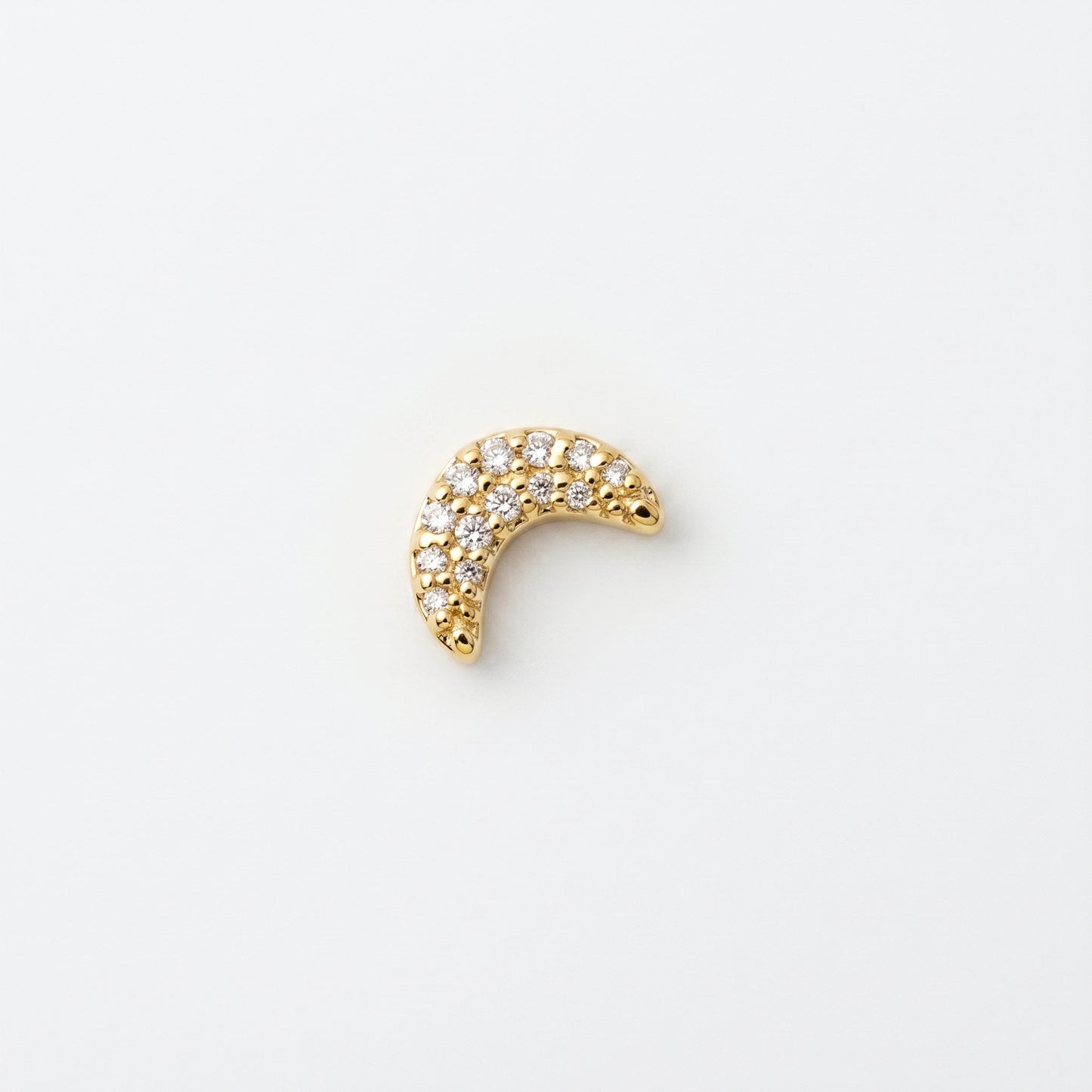 Silver Pave Crescent Moon Nosepin
