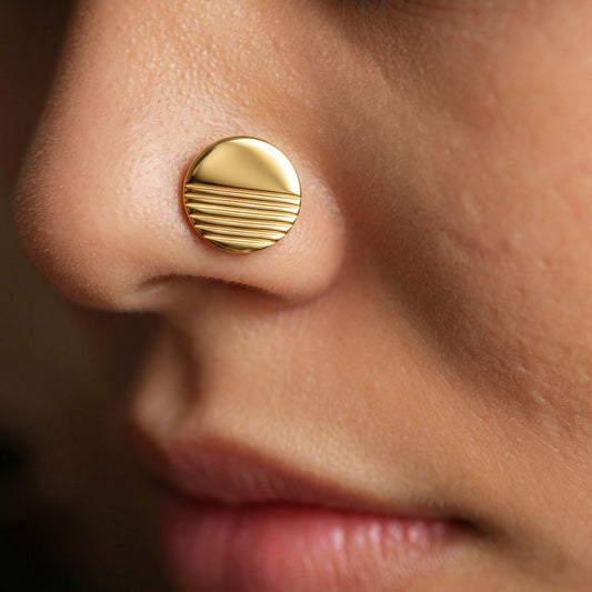 Silver Ribbed Disk Nosepin