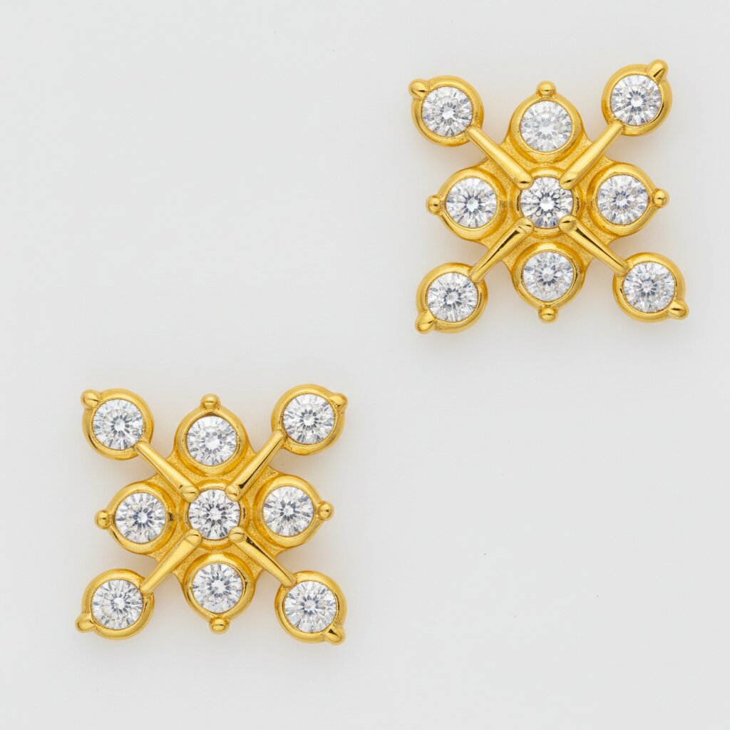 Silver Rose Diamond Earrings