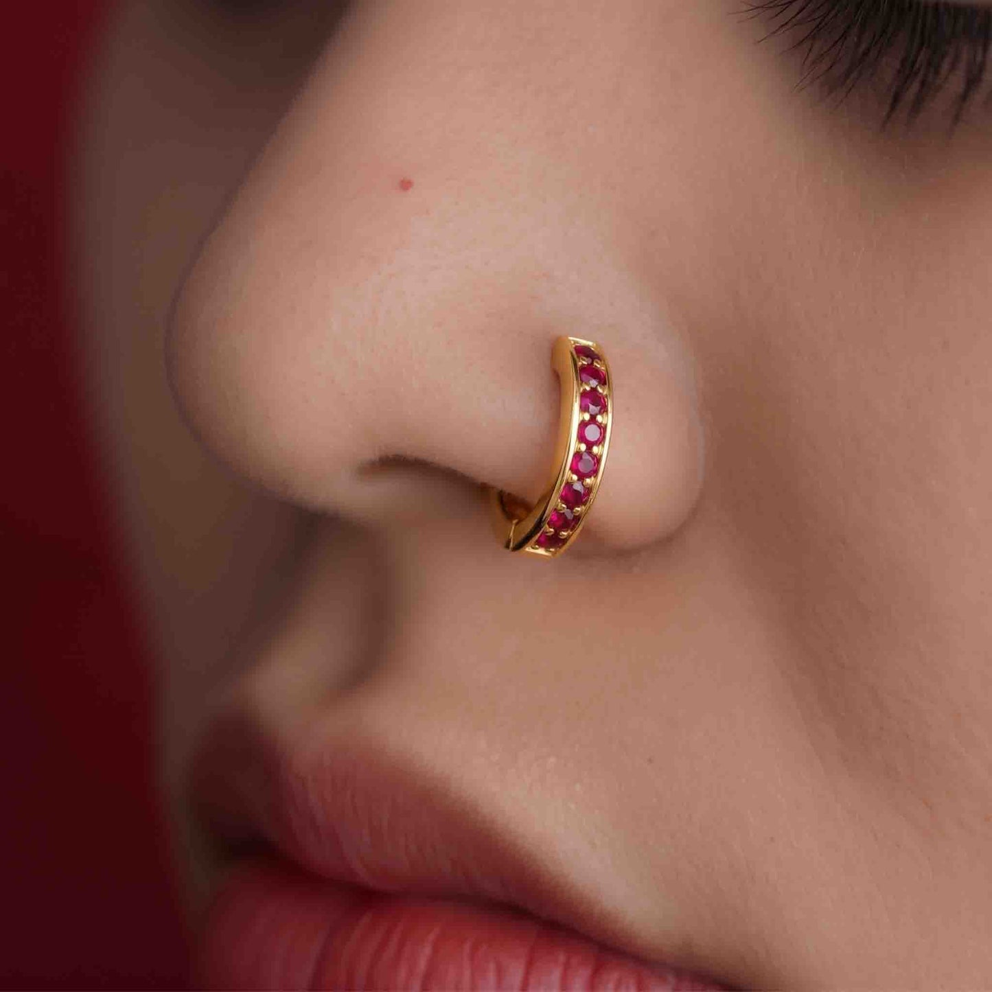 Silver Single Line Stone Set Nosering