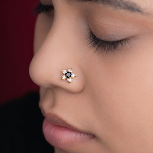 Silver Six Stone Flower Nosepin