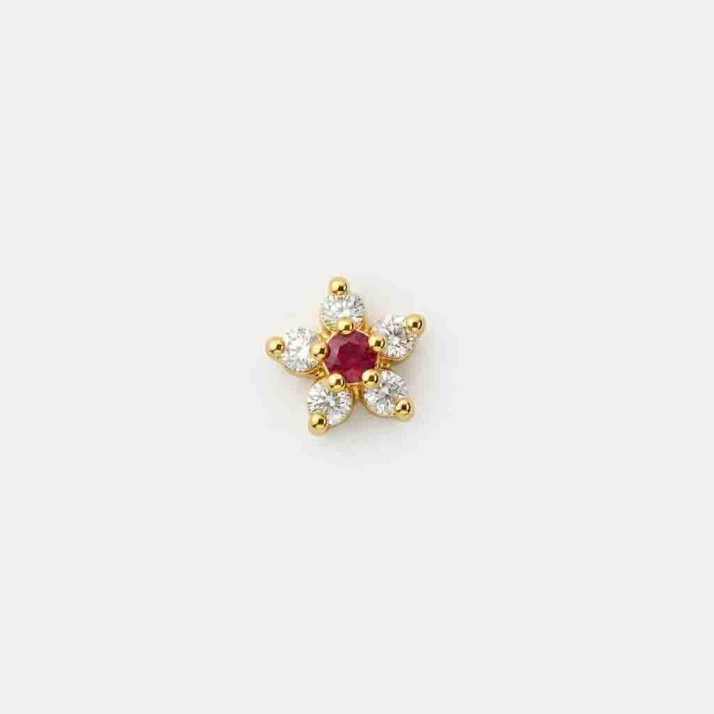 Silver Six Stone Flower Nosepin