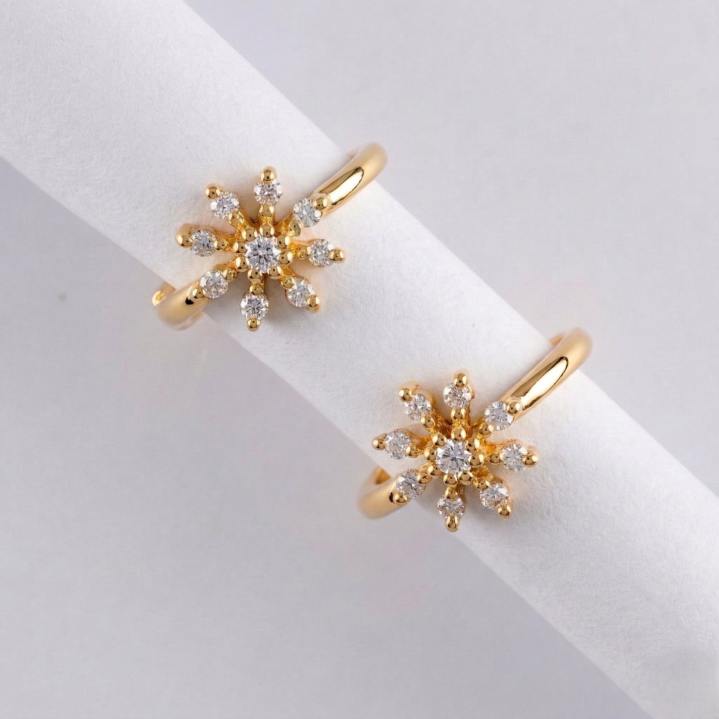 Silver Ear Hoop Solar Bloom Design