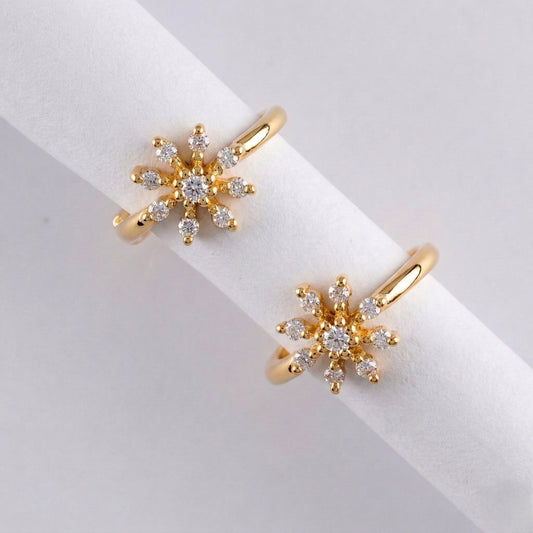 Silver Ear Hoop Solar Bloom Design