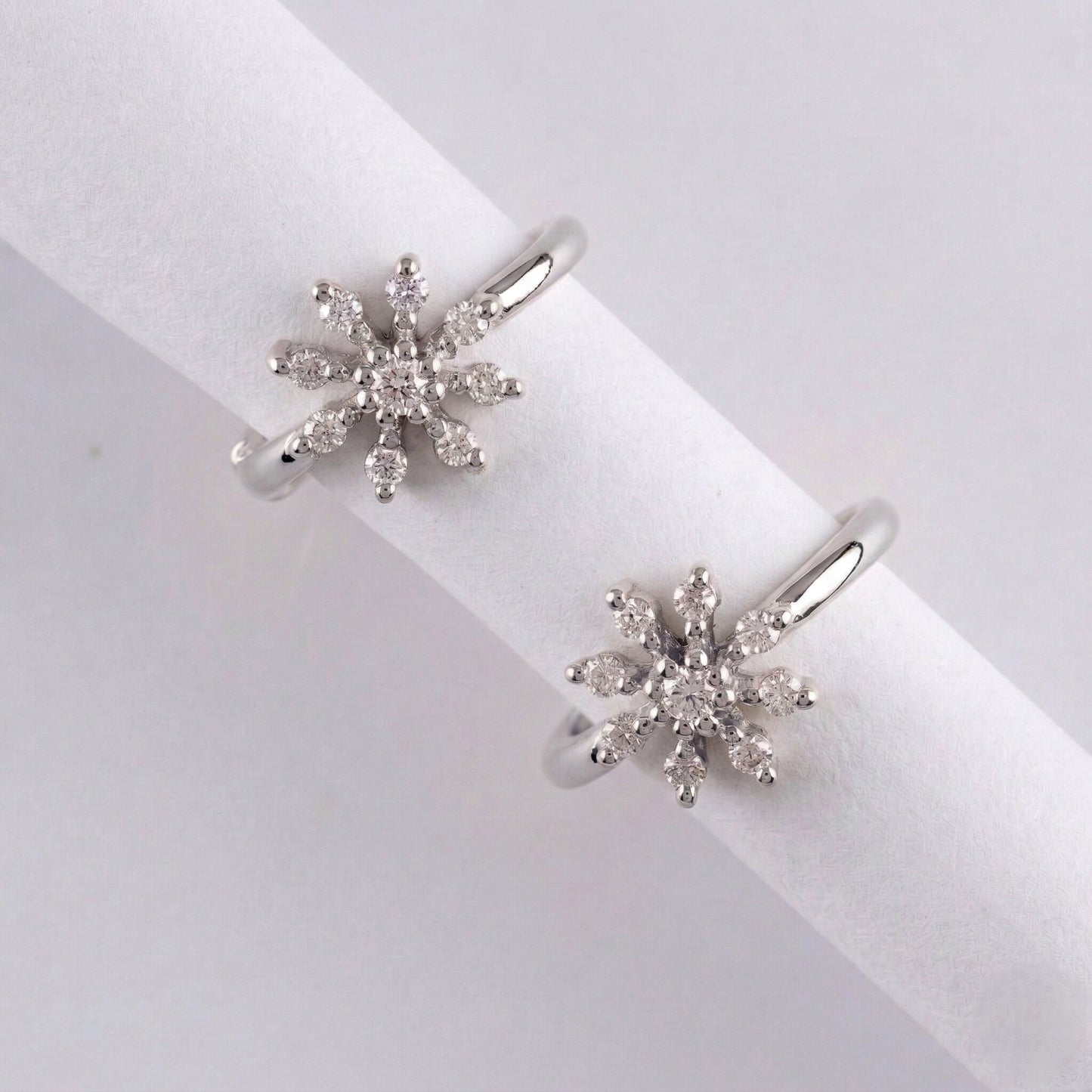 Silver Ear Hoop Solar Bloom Design