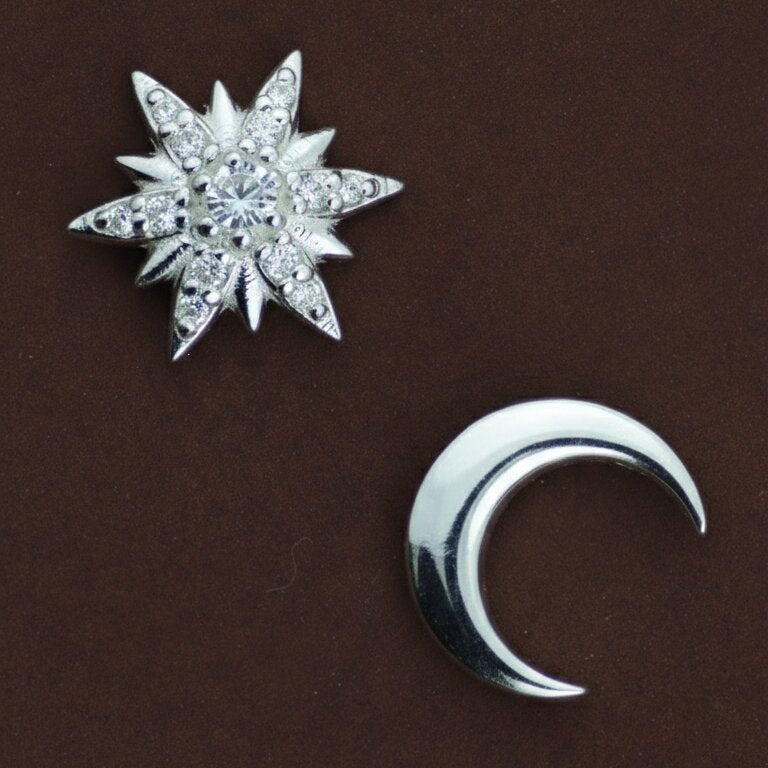Silver Sun & Moon Earrings