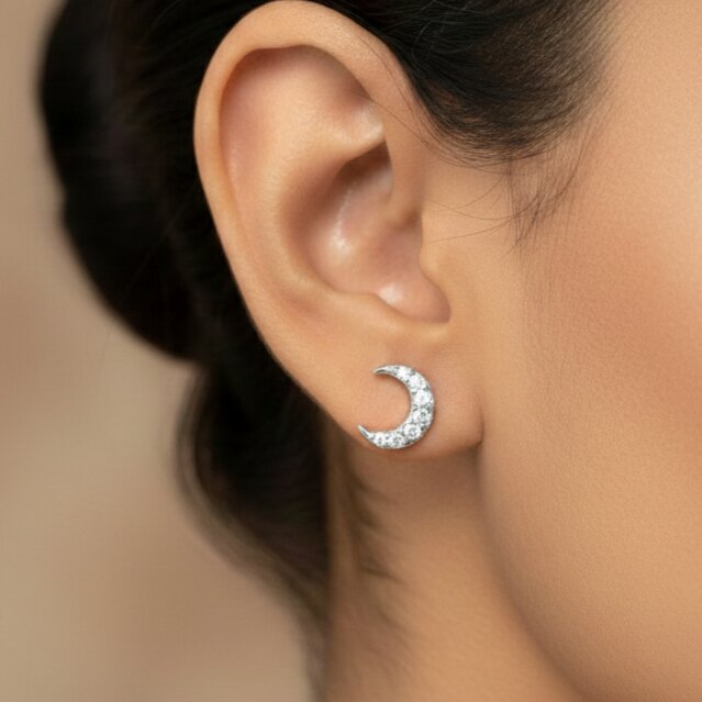 Silver Star & Moon Earrings