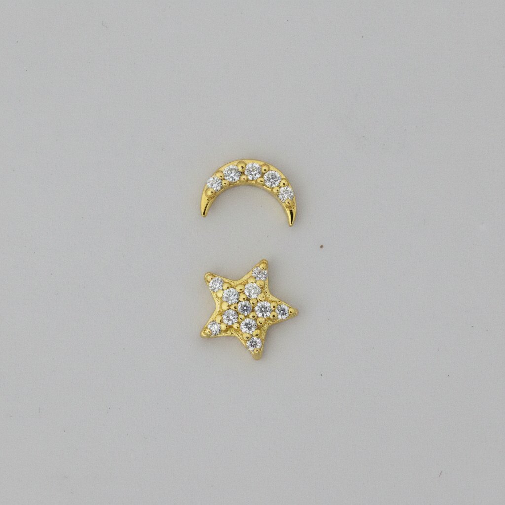 Silver Star & Moon Earrings