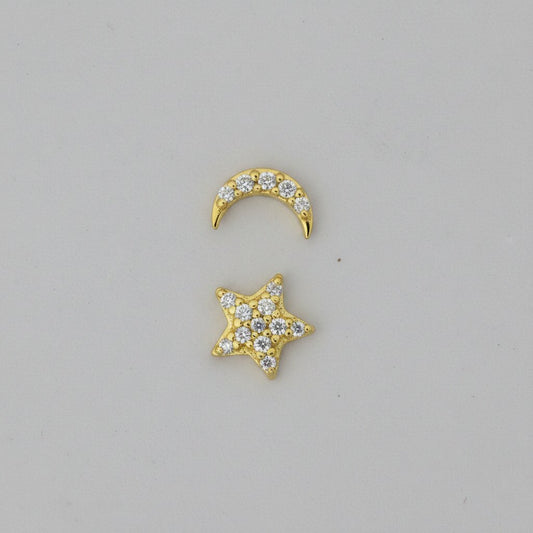 Silver Star & Moon Earrings