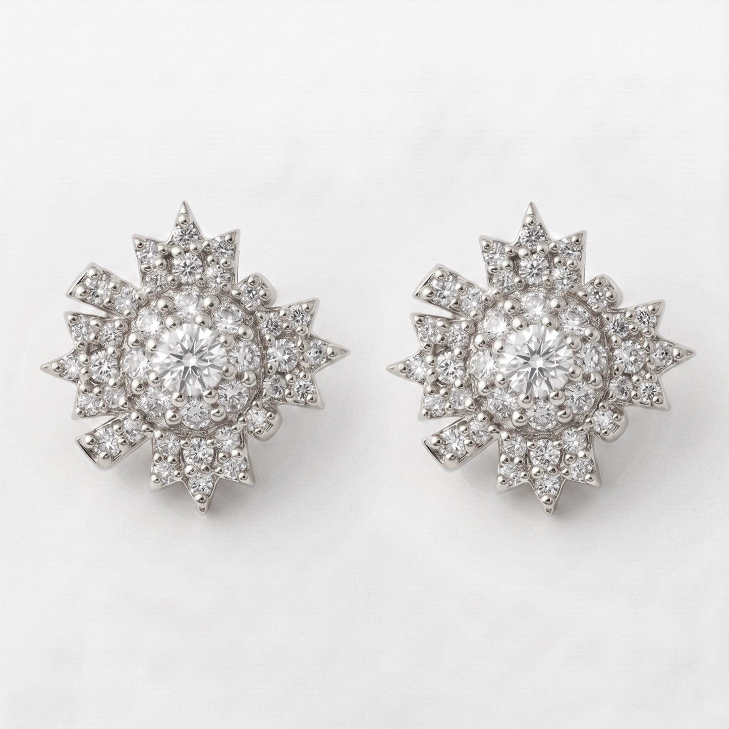 Silver Earring Betel Stud Diamond Design