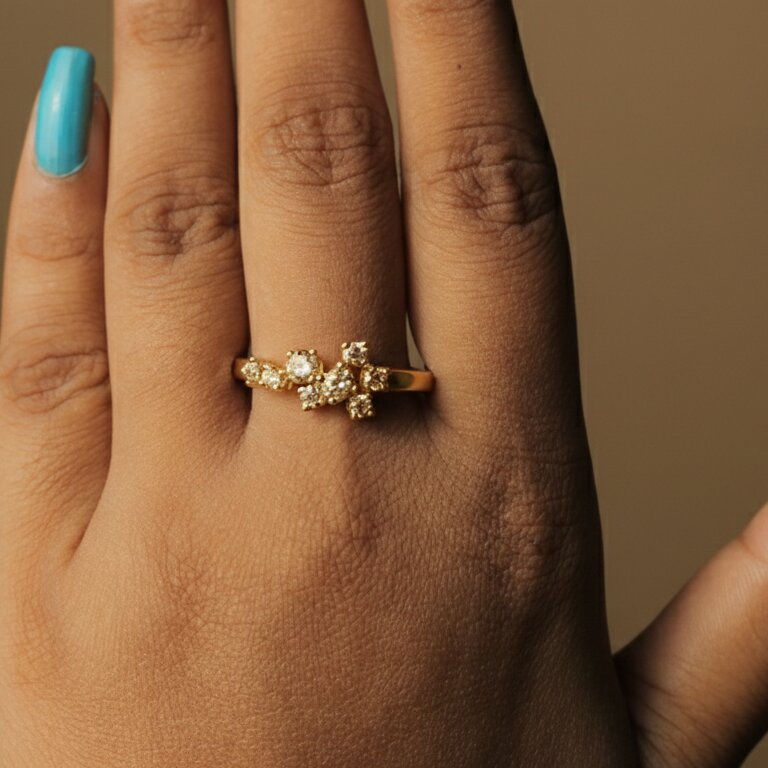 Silver Stardust Cluster Ring