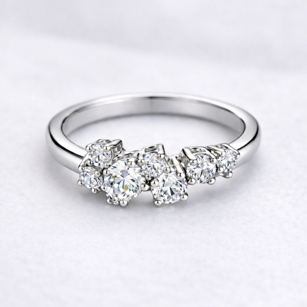 Silver Stardust Cluster Ring