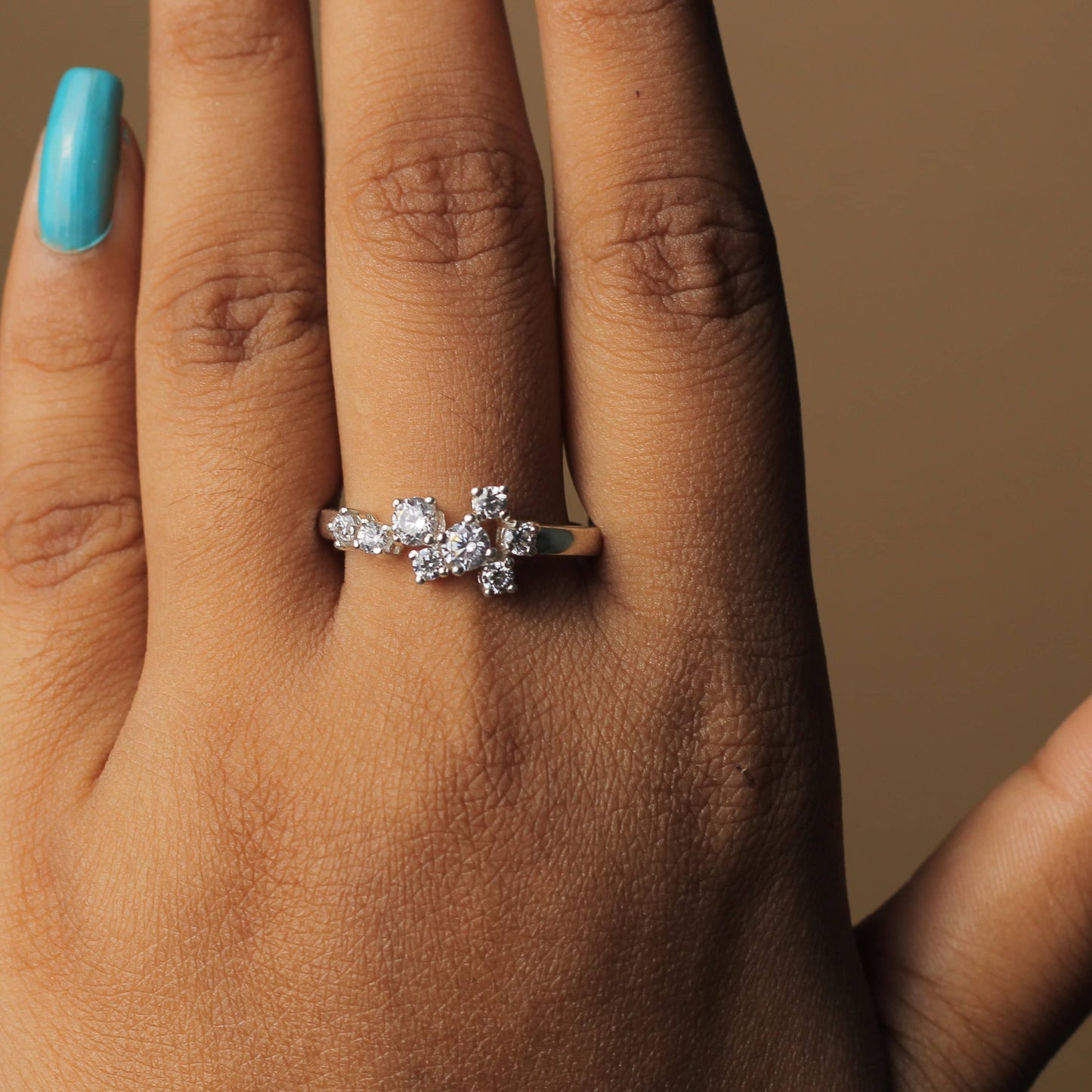 Silver Stardust Cluster Ring