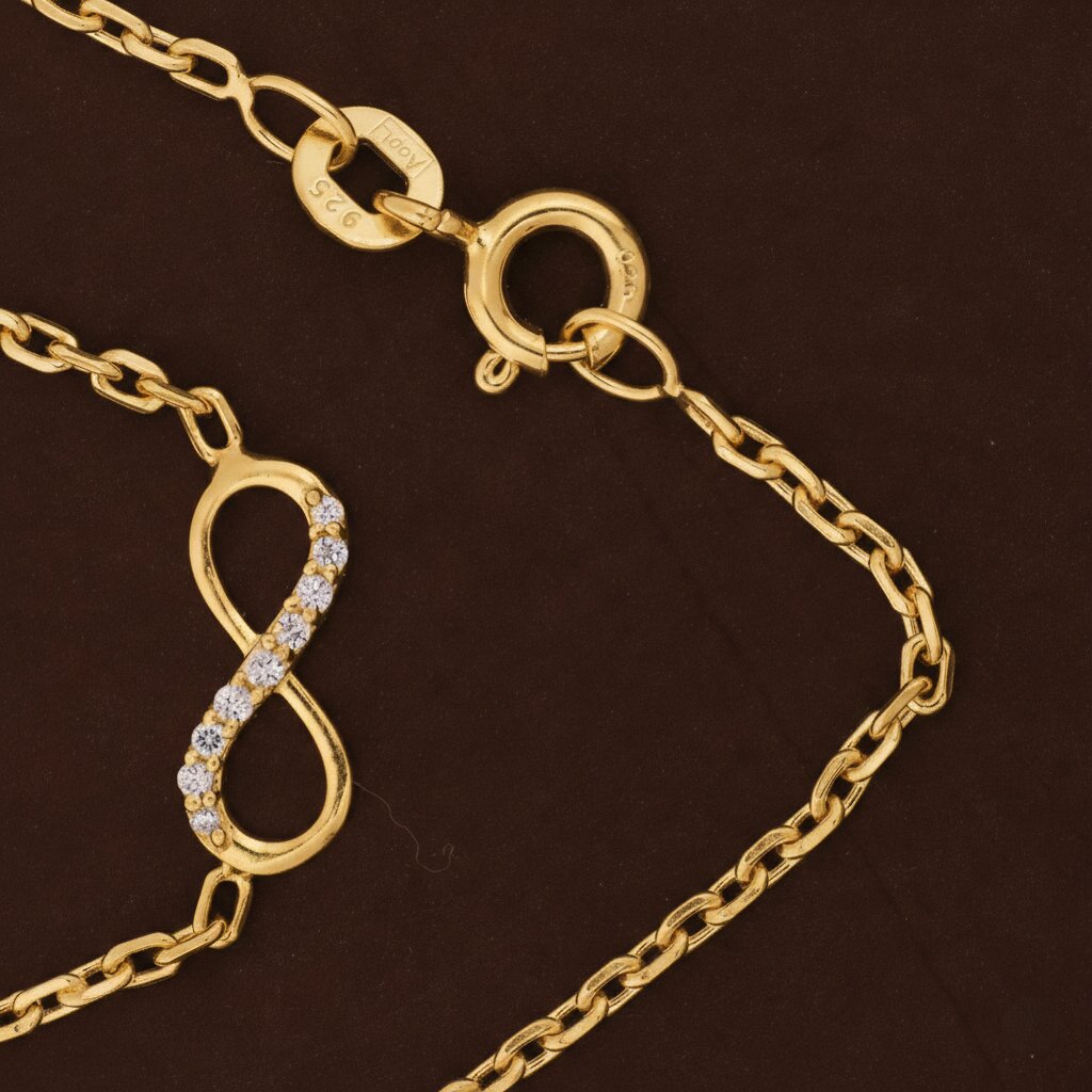 Silver Chain Infinity Stone Diamond Design