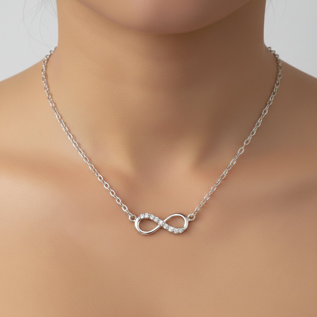 Silver Chain Infinity Stone Diamond Design
