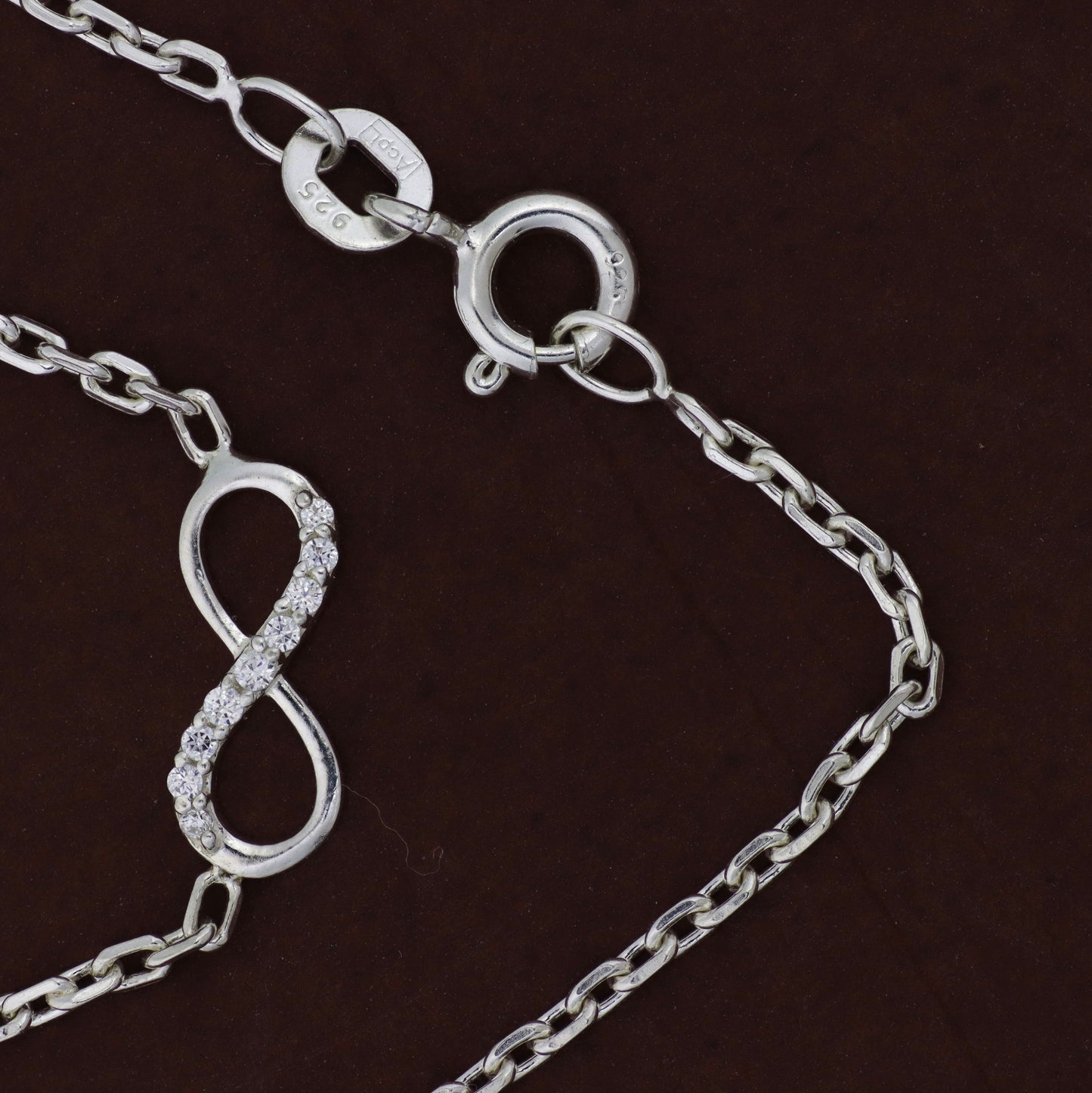 Silver Chain Infinity Stone Diamond Design