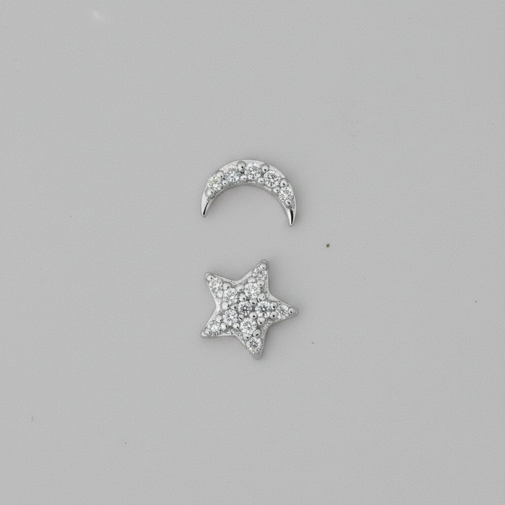 Silver Star & Moon Earrings