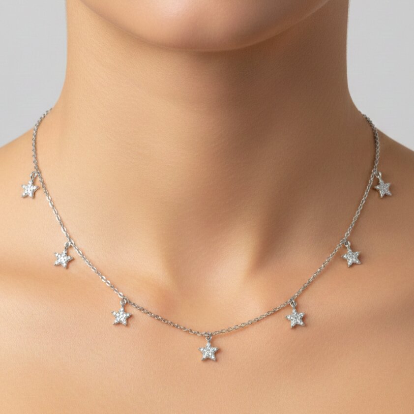 Silver Chain 7 Star Stone Diamond Design