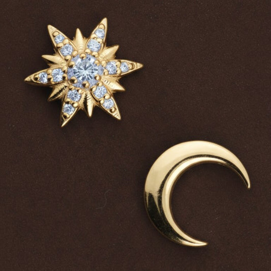 Silver Sun & Moon Earrings