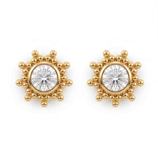 Solo Stone Sun Design Studs (925 Silver)