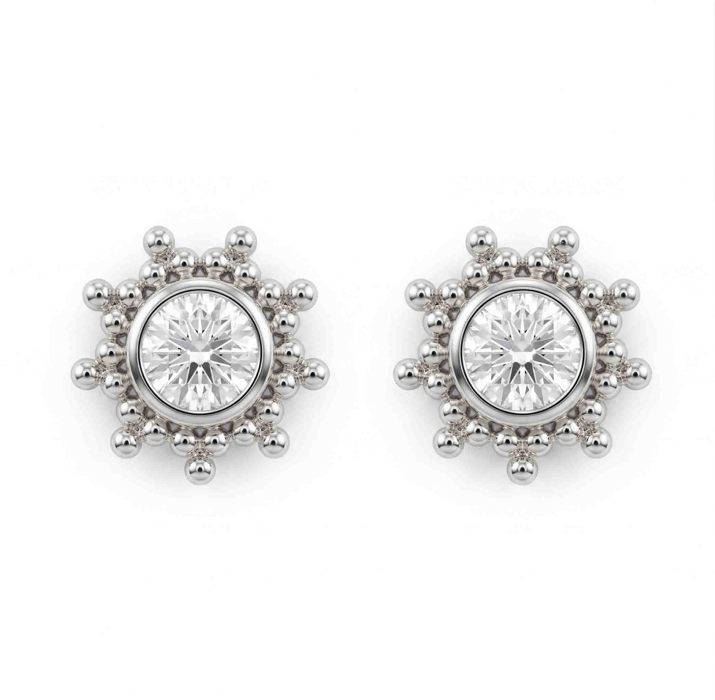 Solo Stone Sun Design Studs (925 Silver)