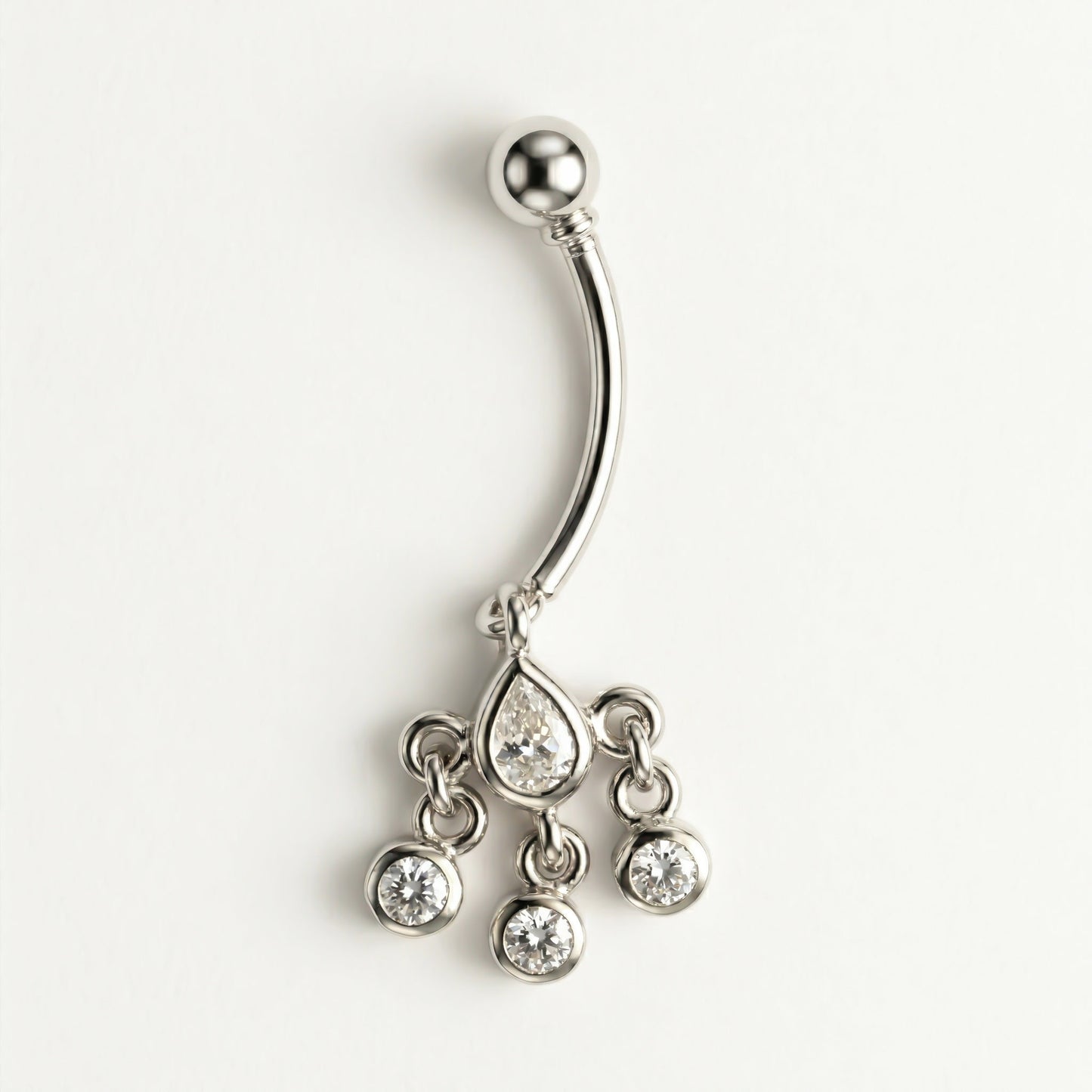 Silver Teardrop Dangle Belly Piercing