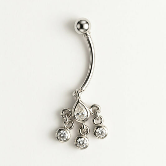Silver Teardrop Dangle Belly Piercing