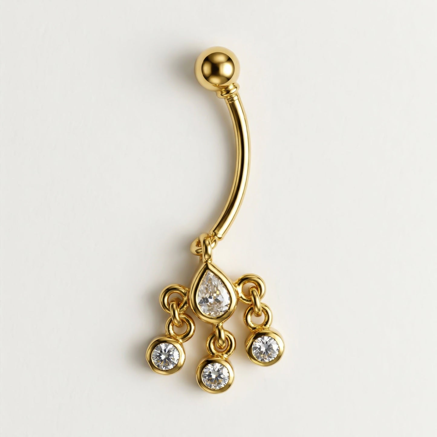Silver Teardrop Dangle Belly Piercing