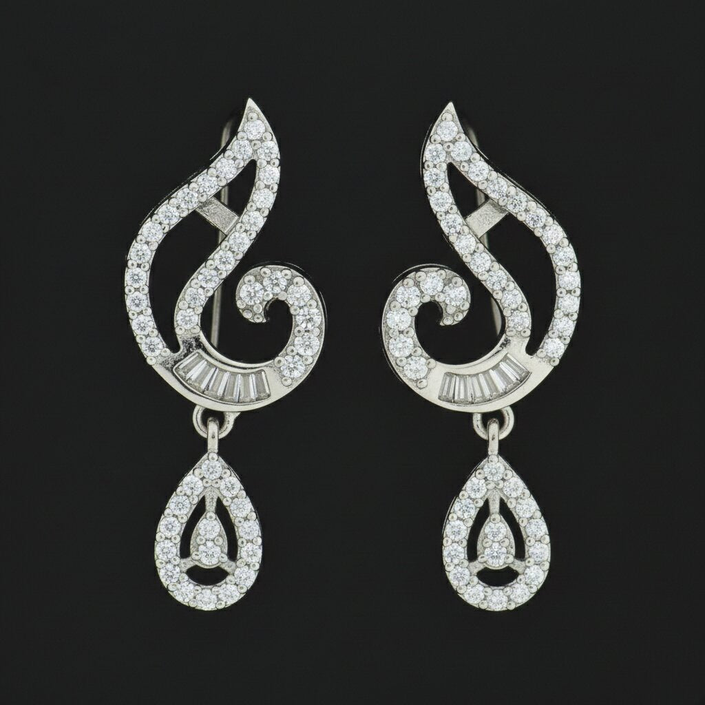 Silver Stone Teardrop Earrings