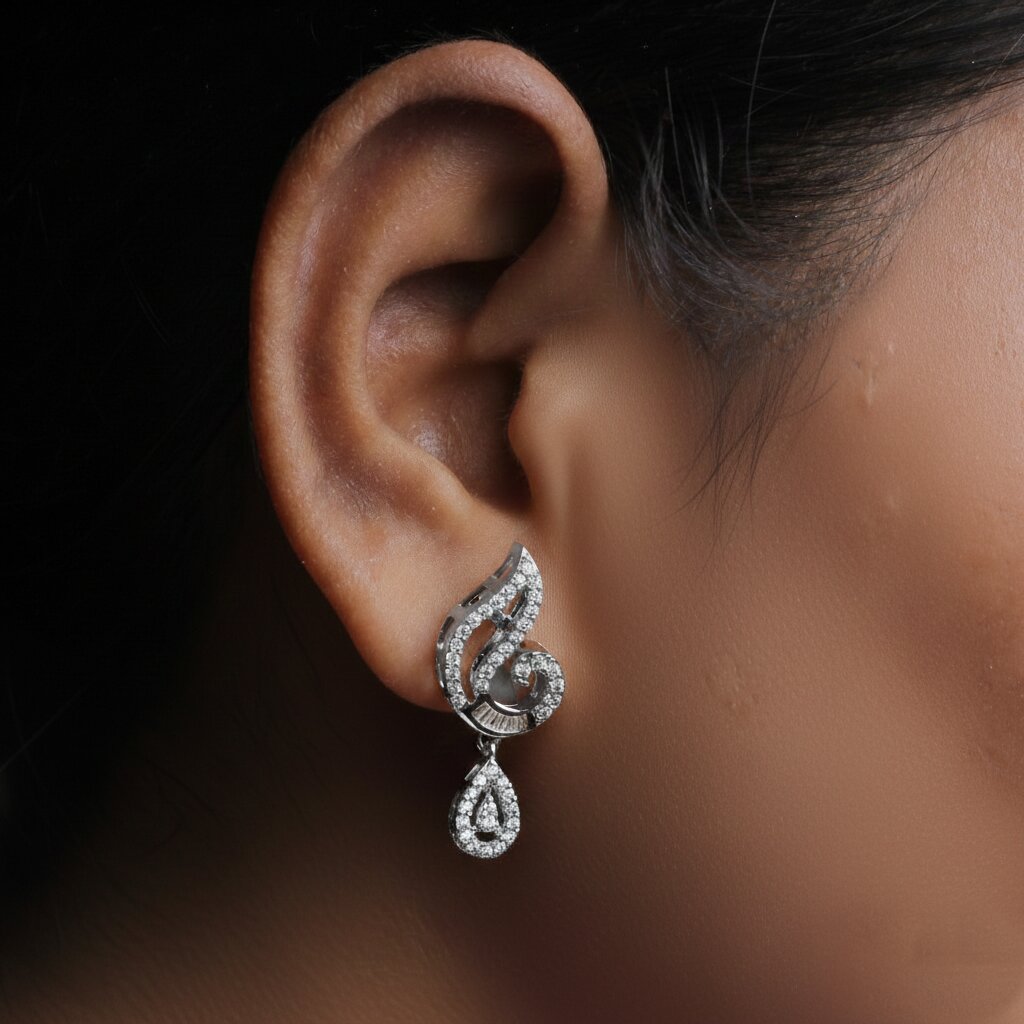 Silver Stone Teardrop Earrings