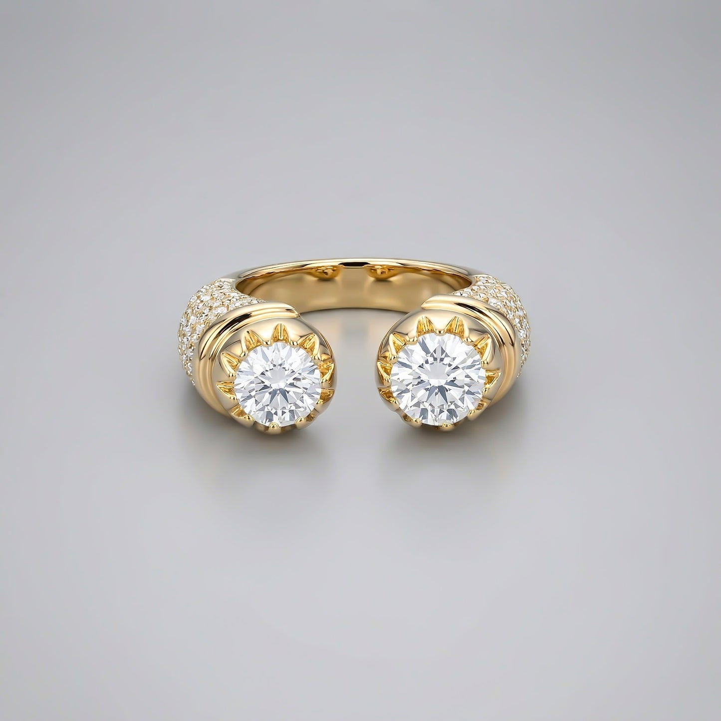 Silver Toi Et Moi (You & Me) Open Front Ring