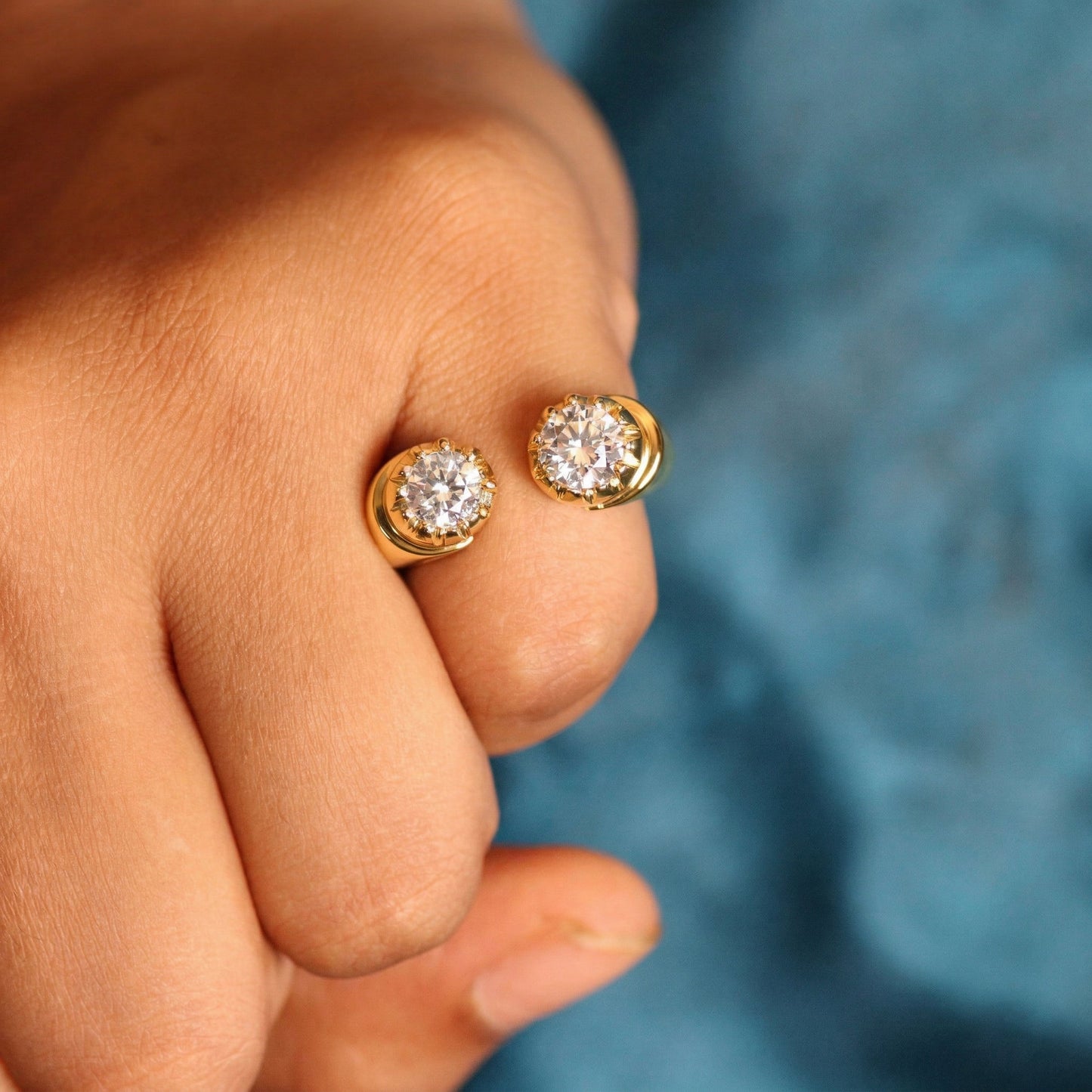 Silver Toi Et Moi (You & Me) Open Front Ring