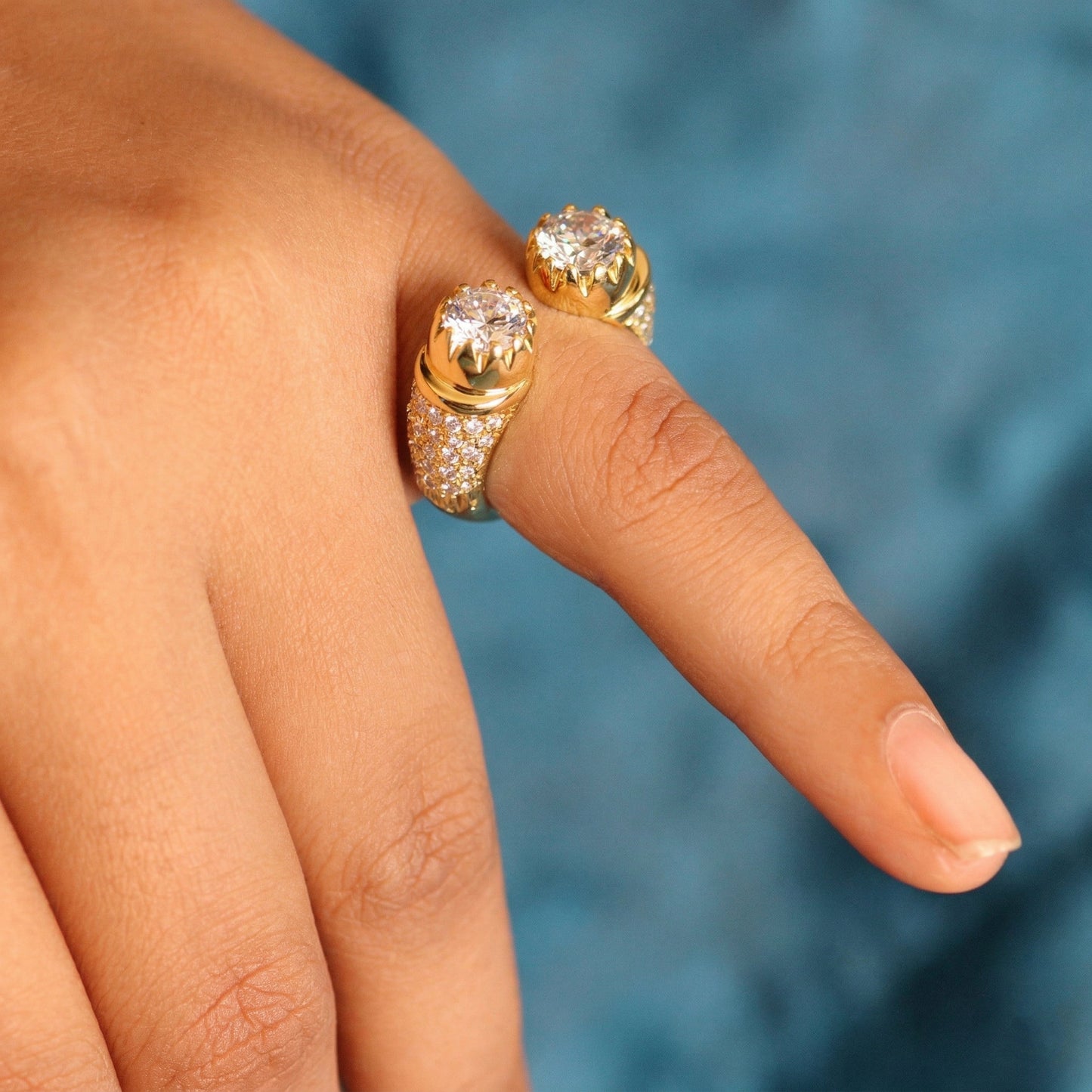 Silver Toi Et Moi (You & Me) Open Front Ring