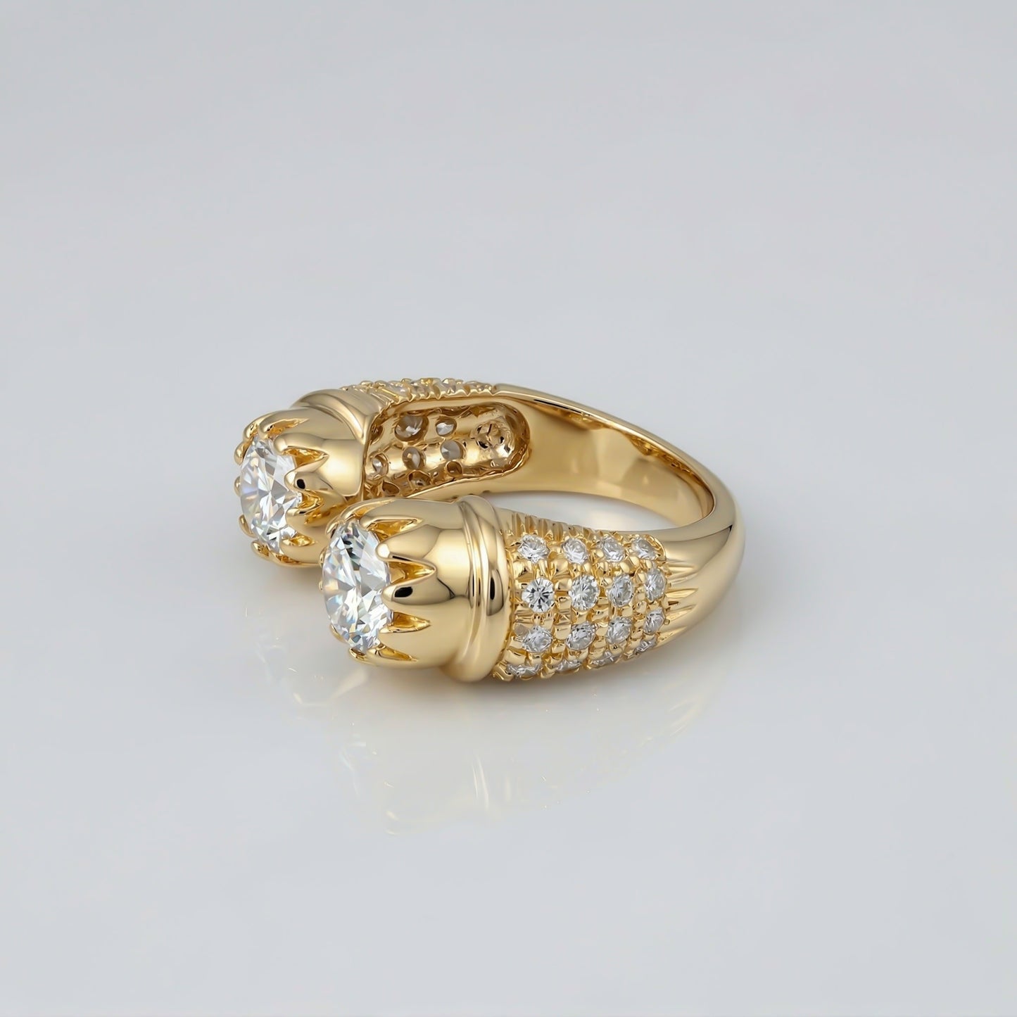 Silver Toi Et Moi (You & Me) Open Front Ring