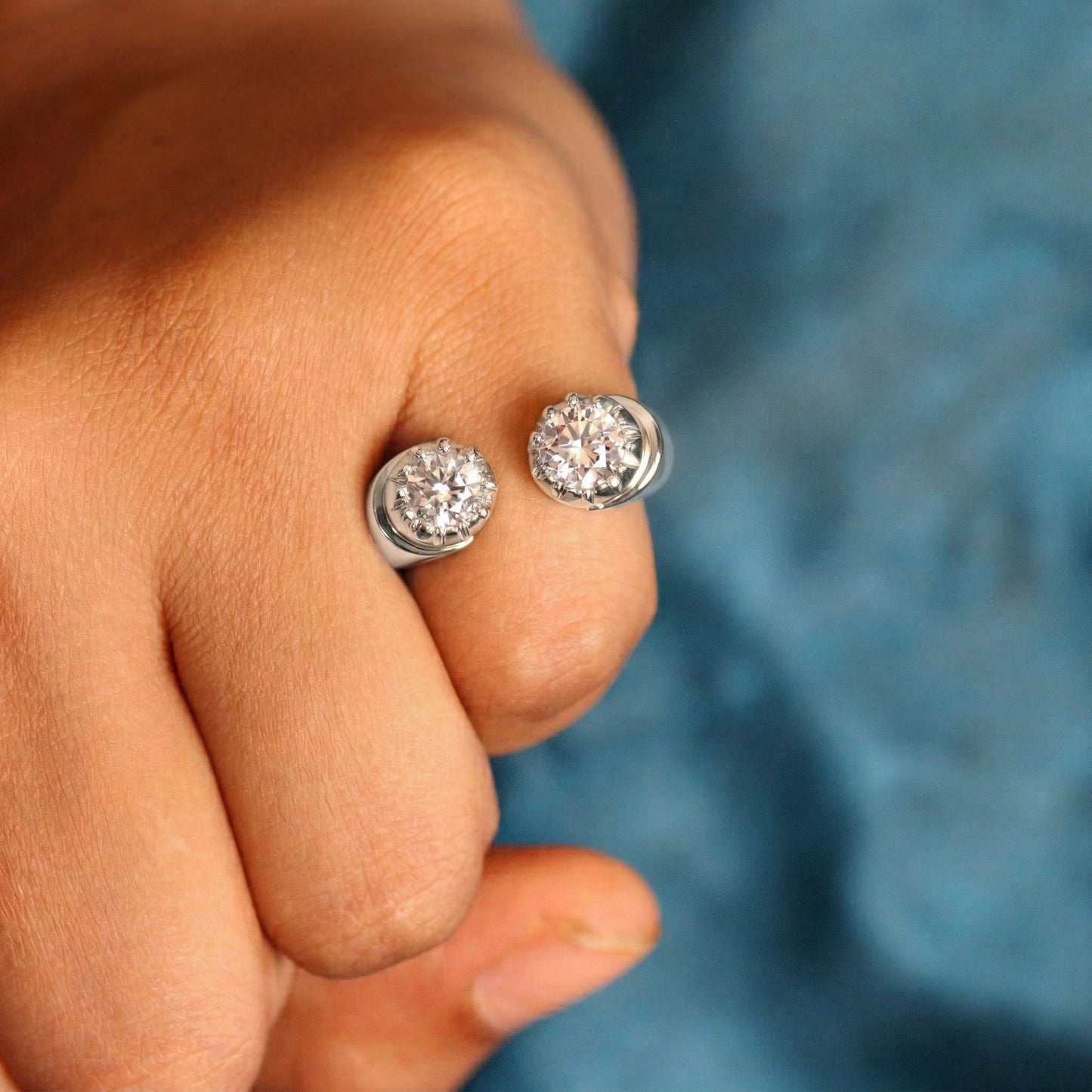 Silver Toi Et Moi (You & Me) Open Front Ring