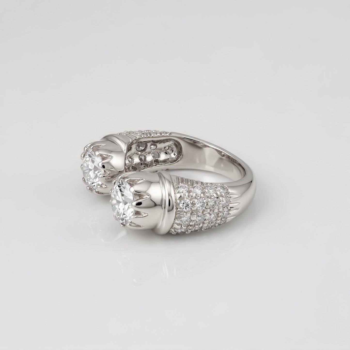 Silver Toi Et Moi (You & Me) Open Front Ring