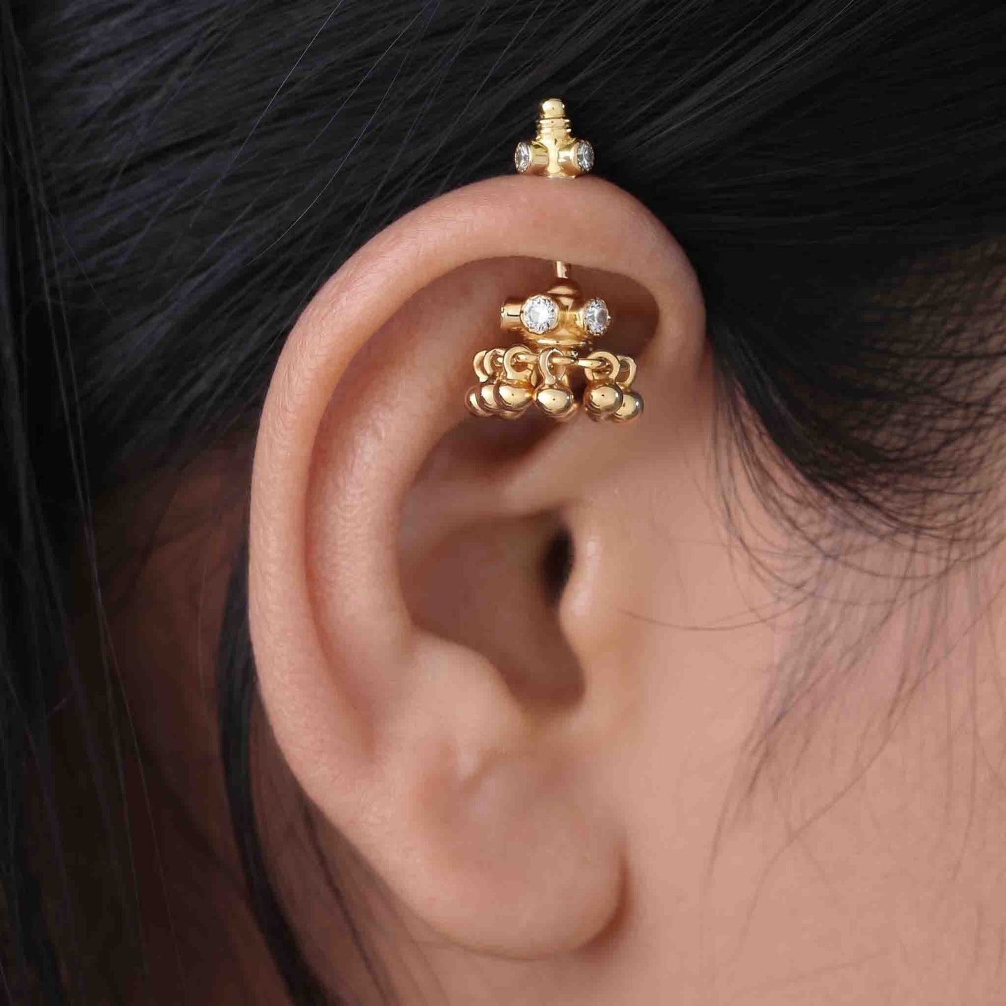 Silver Traditional Temple Jhumka Bugadi