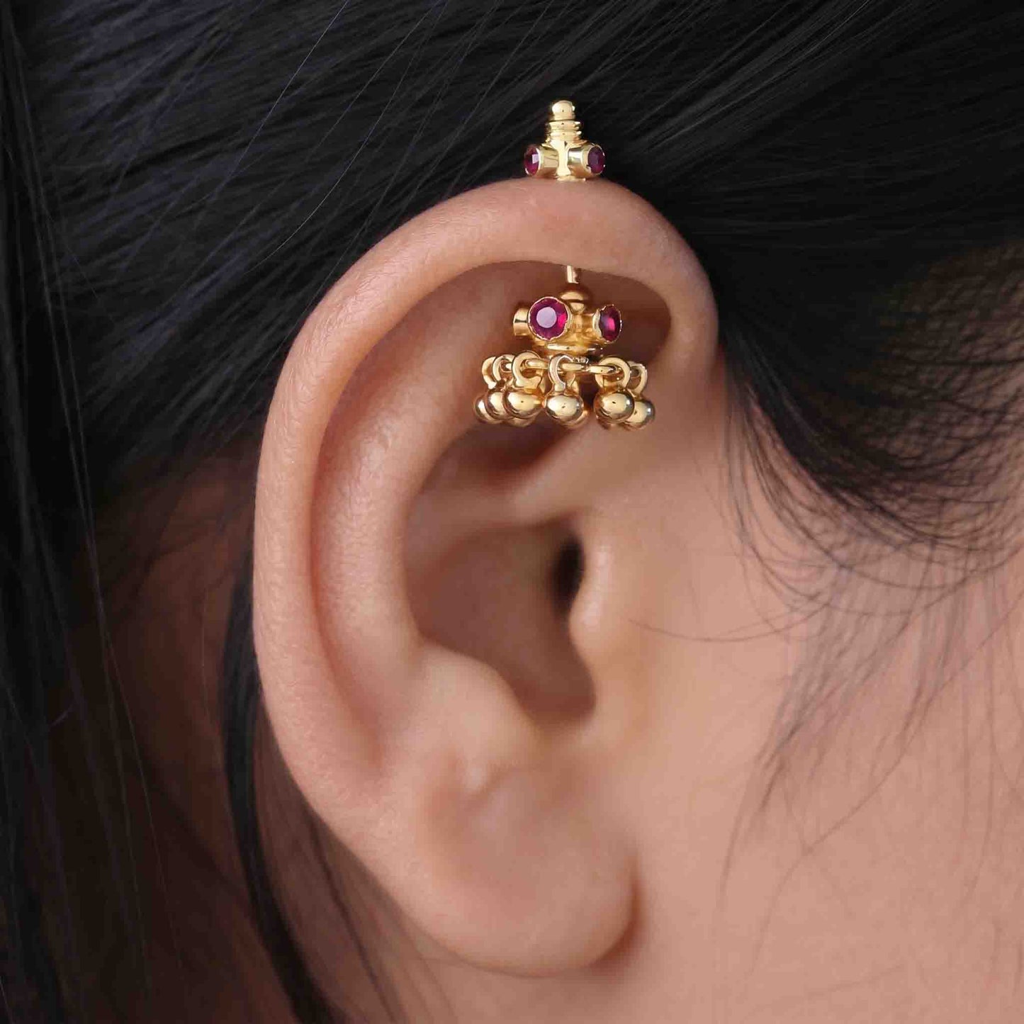Silver Traditional Temple Jhumka Bugadi