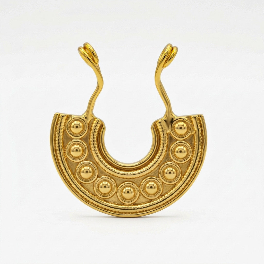 Silver Tribal Beaded Crescent Septum