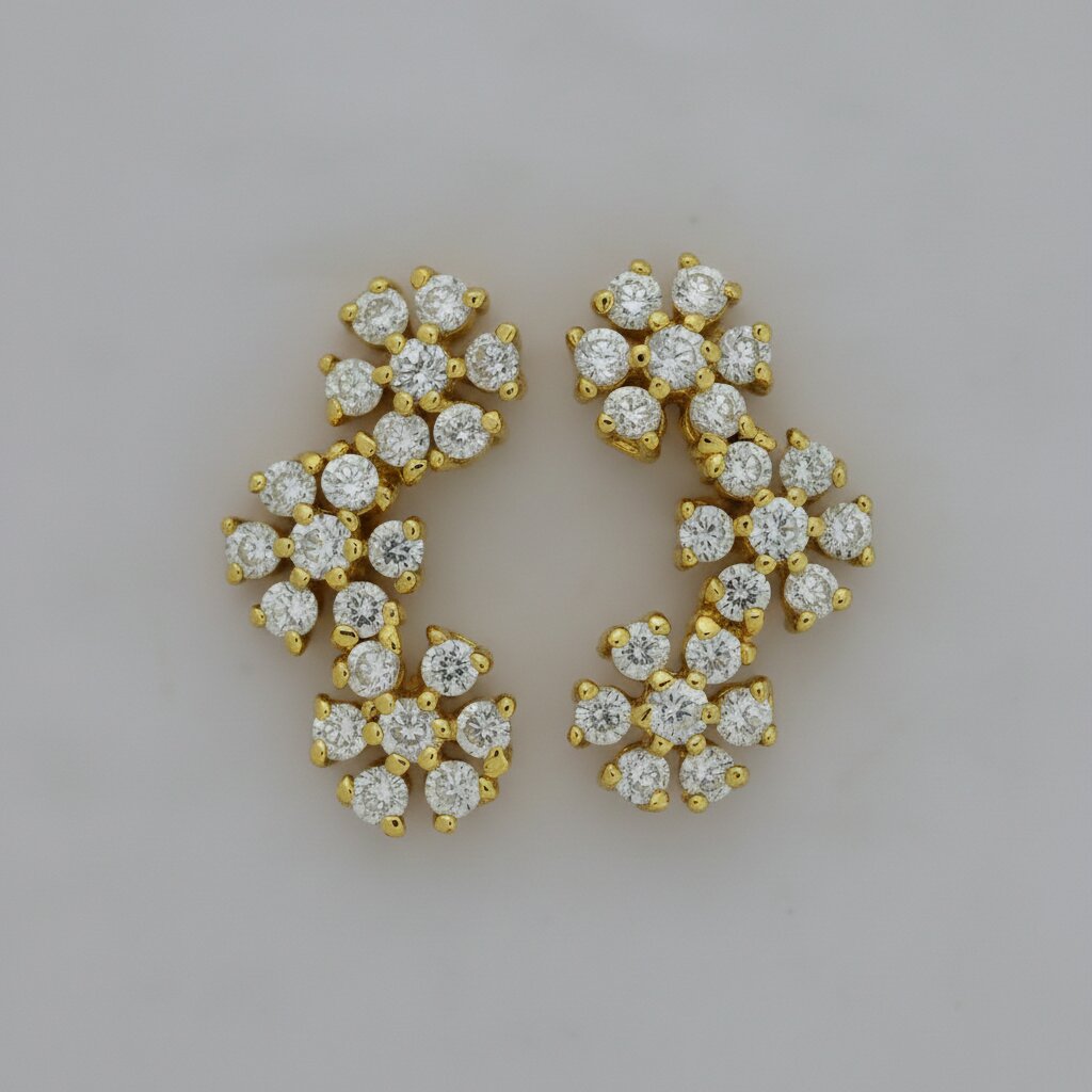 Silver Triple Floral Bouquet Earrings
